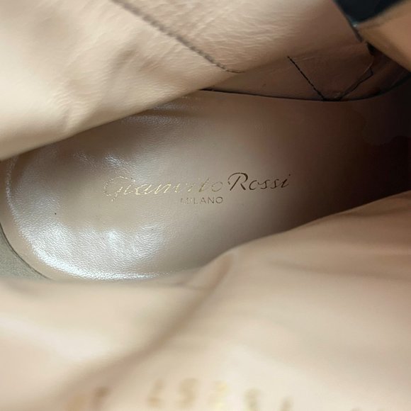 Gianvito Rossi Black Leather Patent Cap Toe Ankle‎ Boots - Picture 9 of 12